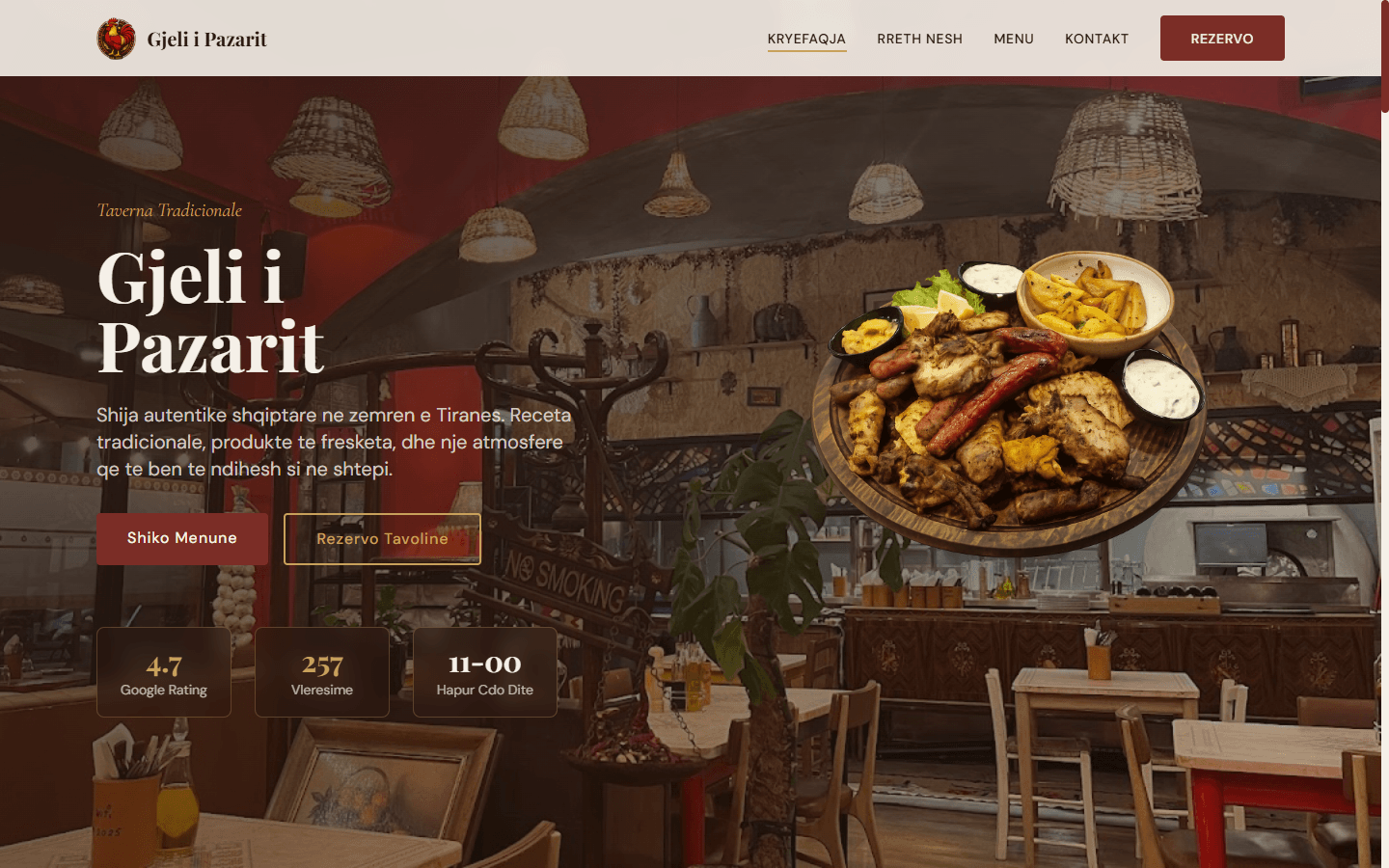 Gjeli i Pazarit Albanian tavern landing page